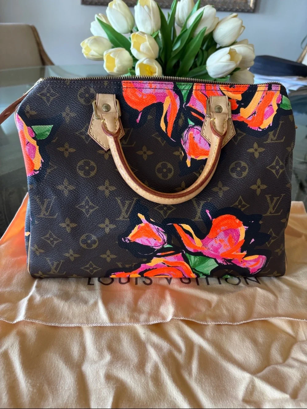 Limited edition Louis Vuitton Monogram Steven sprouse roses Speedy Handbag - Picture 2 of 8